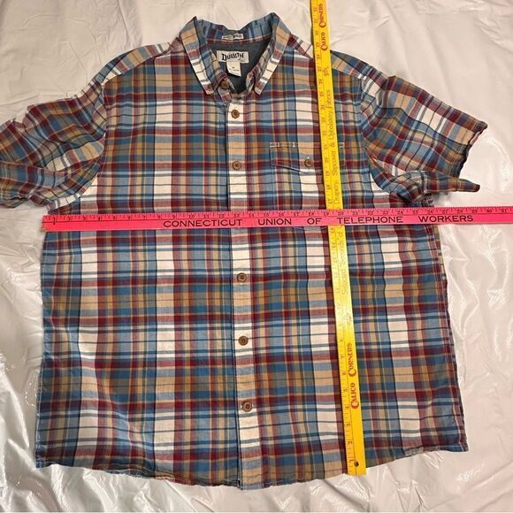 Duluth Trading Untucked Short Sleeve Blue and Red Check Relaxed Fit Shirt XL - Picture 7 of 9
